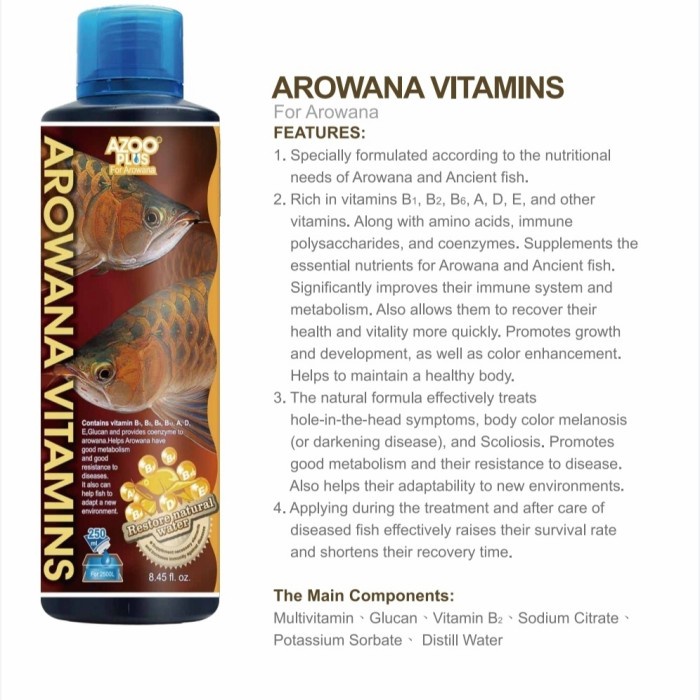 Jual Azoo Plus Arowana Vitamins Arowana Vital Vitamin Ikan Azoo ...