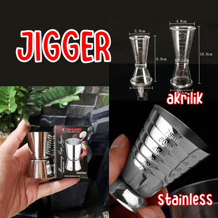 Jual Jogja Supply Jigger Gelas Takar Stainless Akrilik Gelas Ukur Acrylic 10 Ml 20 Ml 40 2993