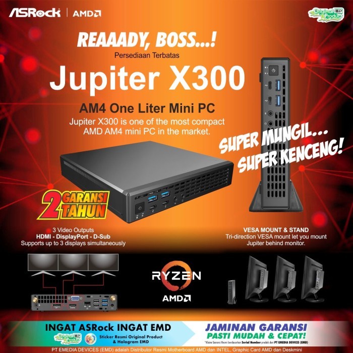 Mini PC ASRock Jupiter X300 - AMD Ryzen 5 5600G/8/Ssd256 - Mini PC AMD Ryzen 5 5600