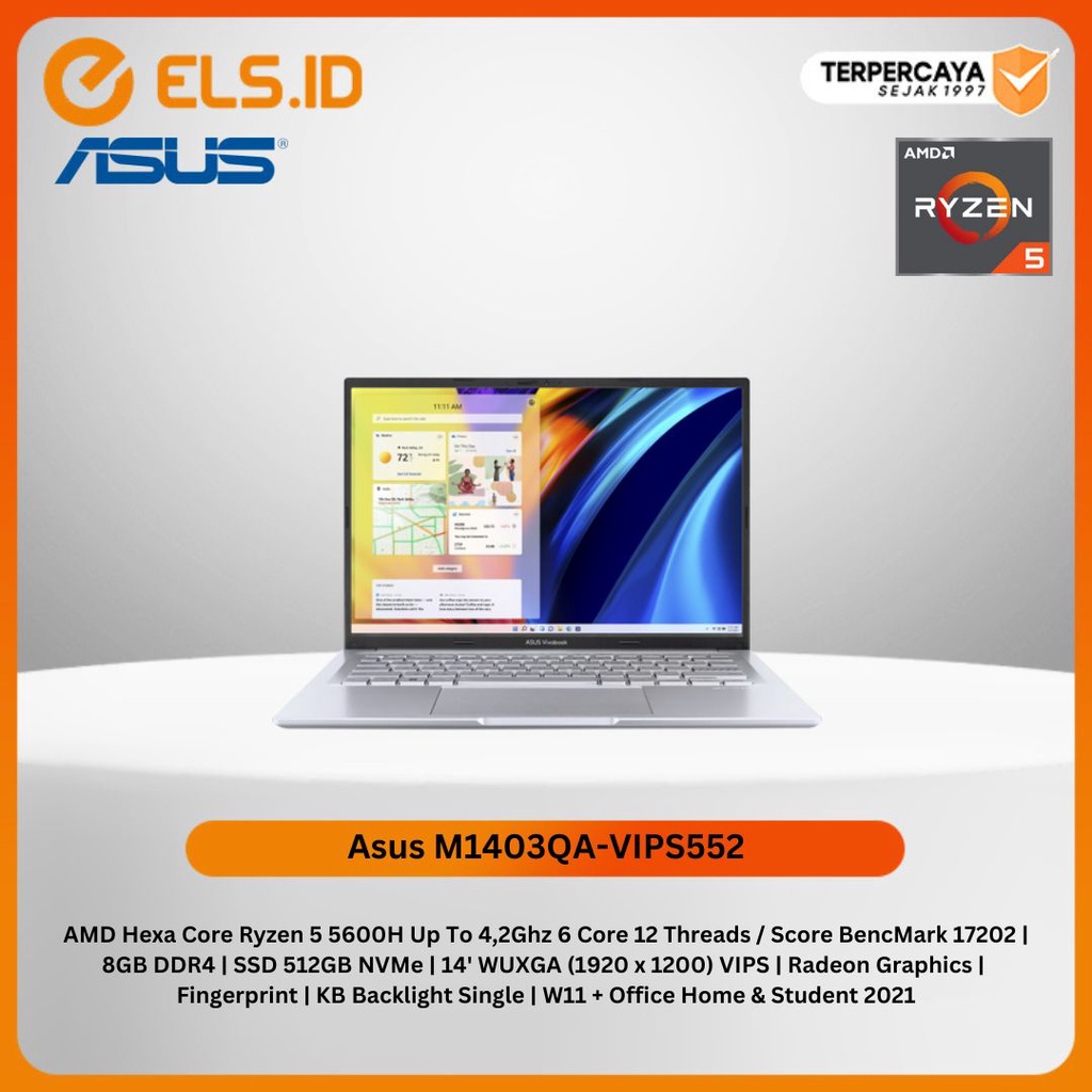 Jual Laptop Asus Vivobook M1403qa Vips552 Amd Ryzen 5 5600h 8gb Ddr4 Ssd 512gb Shopee 6529