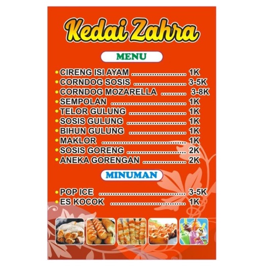 Jual Menu A4 dapat 2 pcs | Shopee Indonesia