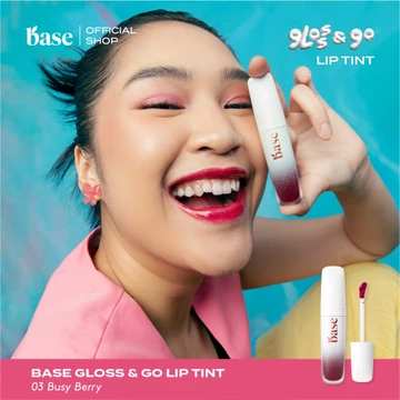 BASE Gloss Go Lip Tint Vegan Formula Ringan Hydrating Transferproof Tahan Lama BPOM