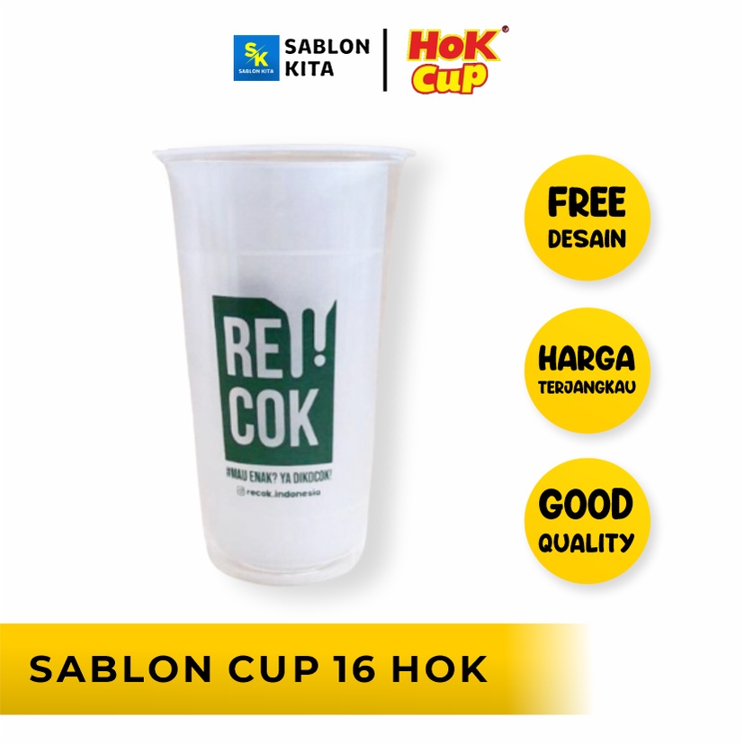 Jual Terbaik Sablon Cup Plastik Datar 16 Oz Hok Cup Gelas Minuman Shopee Indonesia 3137