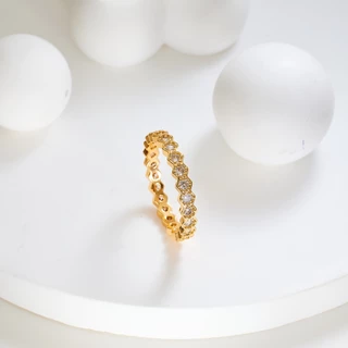 Hyl Jewelry 105J Cincin Titanium Wanita Emas Muda Anti Karat Asli Silver Emas Couple Dewasa Dan Luntur Logam Asesoris