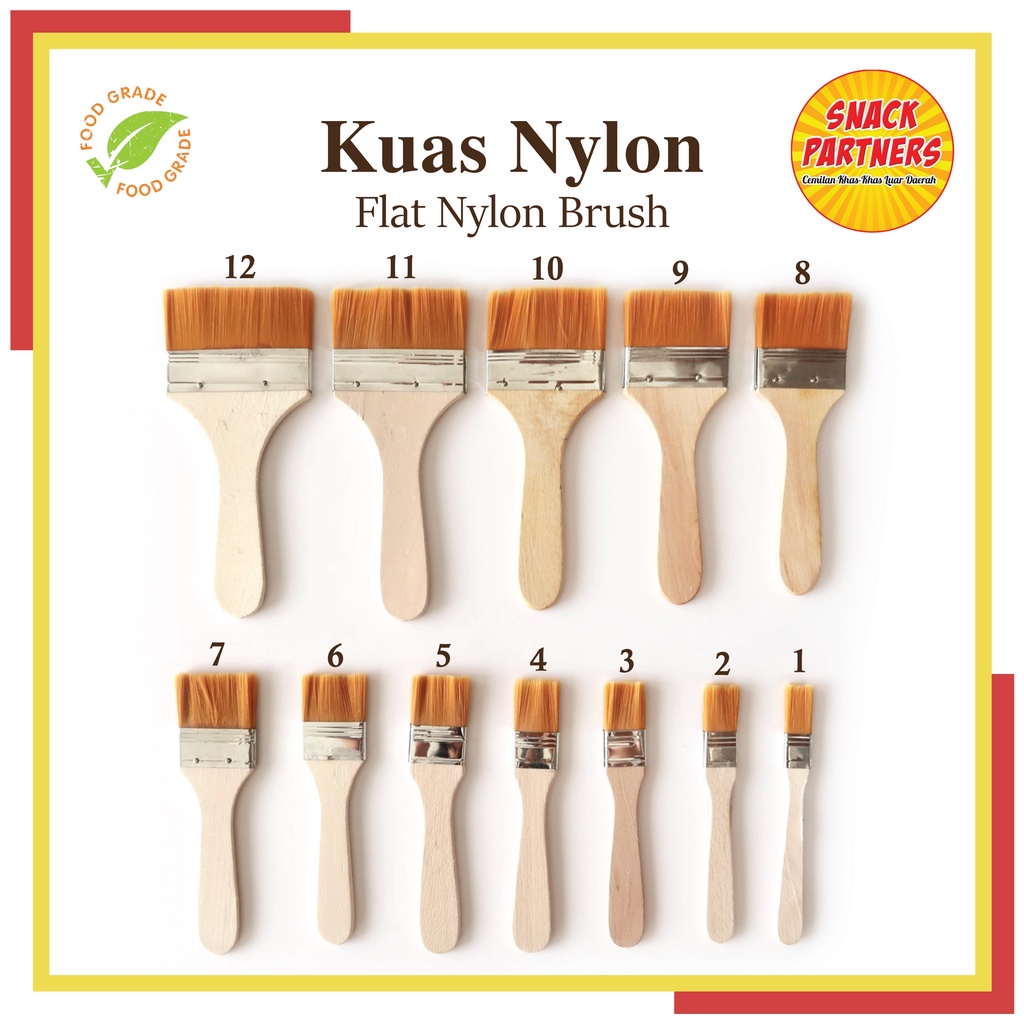 Jual FLAT NYLON BRUSH / Kuas Nastar Kue Kering / Bulu Lebar Rata Gagang ...