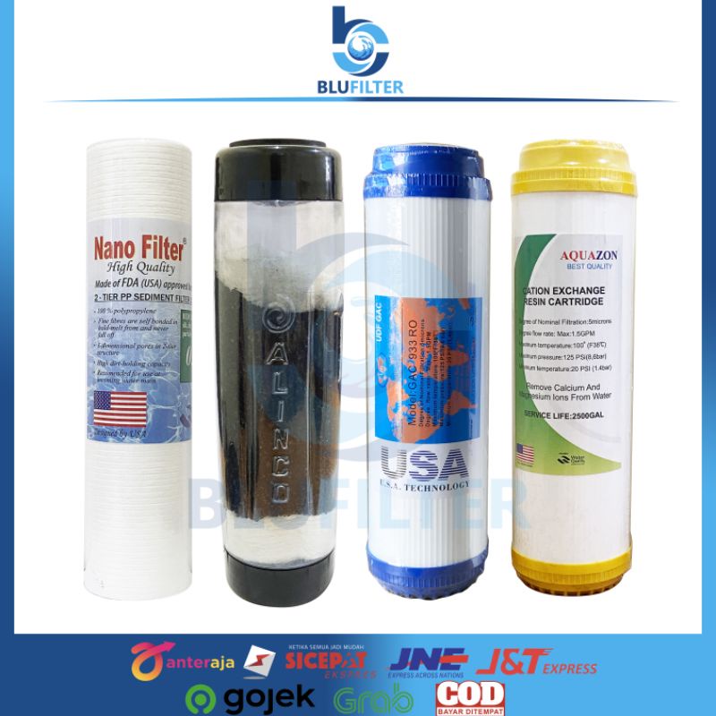 Jual Paket Refill Filter Air Tahap Spun Nanotec Pasir Aktif Super Gac Cartridge Resin