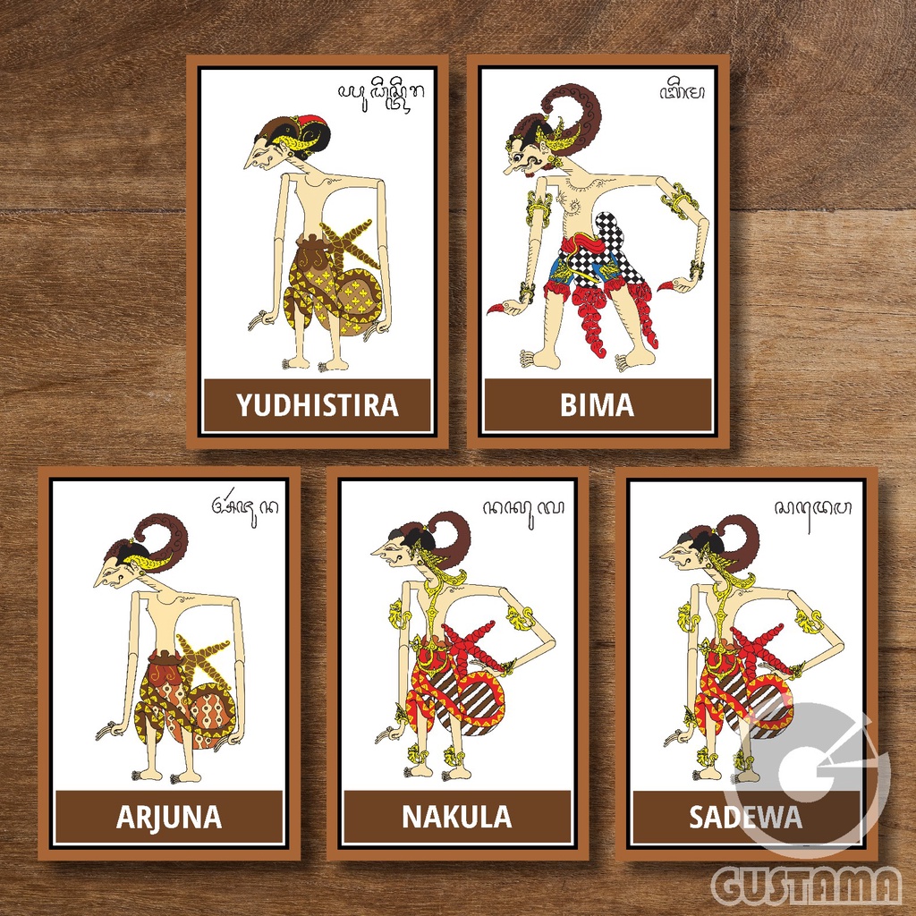 Jual Poster Pandawa Lima Wayang Pandawa Mahabarata Isi 5 Lembar 20x30cm Shopee Indonesia 