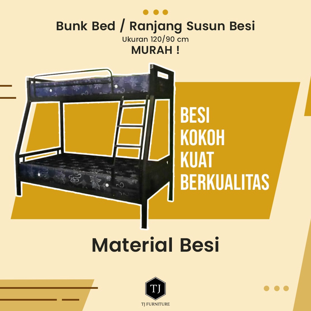 Jual Ranjang Susun Besi Bengkok / Tempat Tidur Tingkat Besi / Dipan ...