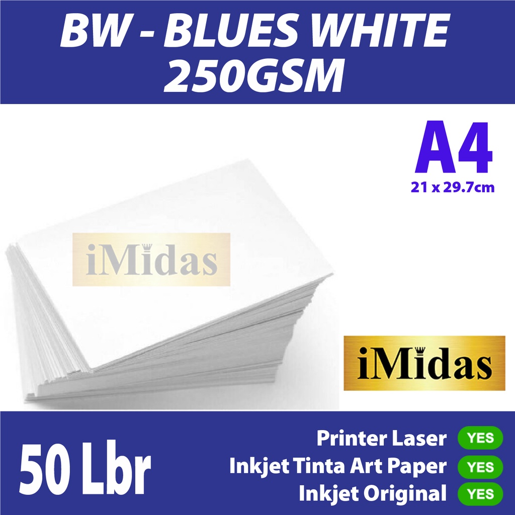 Jual Kertas BW Blues White 250 Gram A4 50 Lembar / Kertas HVS Tebal 250 ...