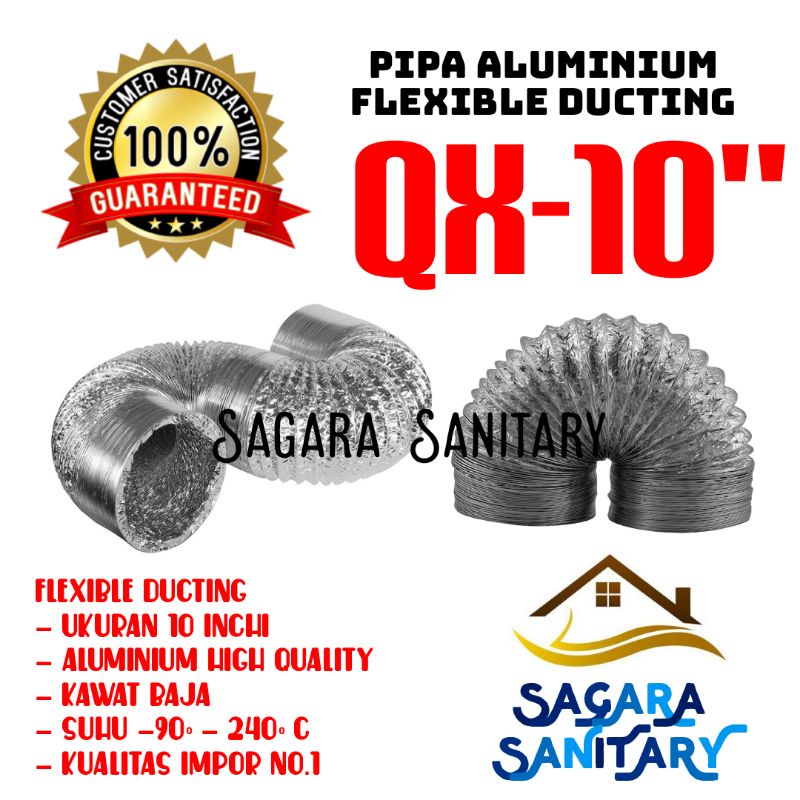 Jual Flexible ducting 10 inchi / pipa flexible 10" cerobong asap