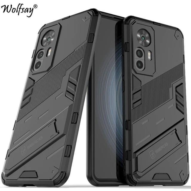 SEAHAI Custodia Per Xiaomi 12T Pro 5G / 12T 5G - Cover Paraurti In Silicone Morbido Con Supporto Pieghevole Nascosto, Anti-Caduta Militare, Ultra Sottile - Rosso