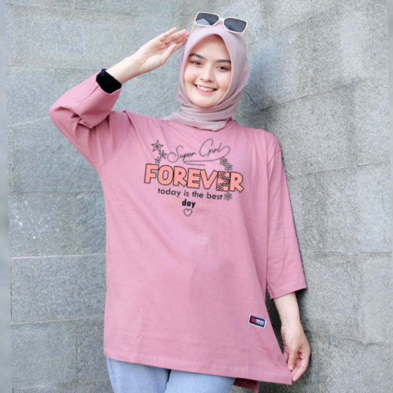 Jual Kaos Oversize Lengan Panjang Atasan Jumbo Wanita Tebal Bahan Katun