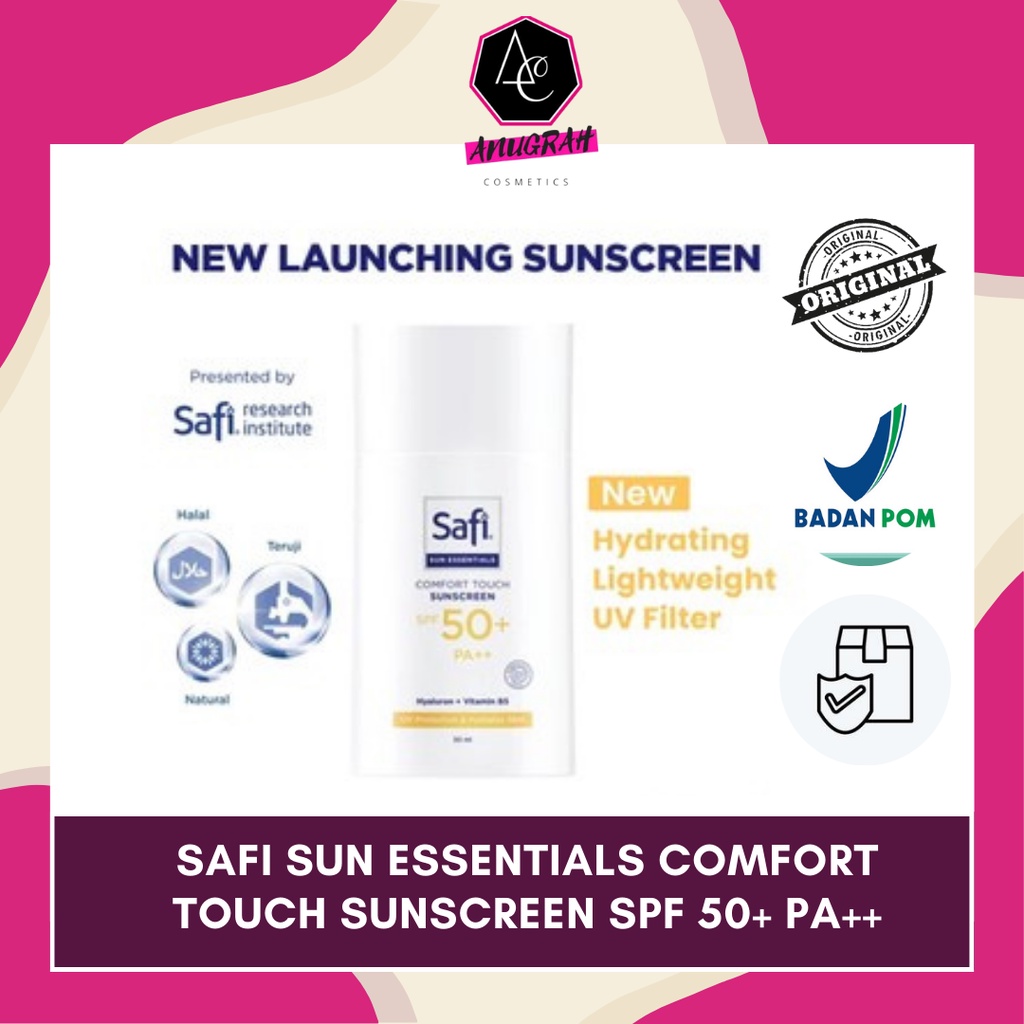 Jual SAFI SUN ESSENTIALS COMFORT TOUCH SUNSCREEN SPF 50+ PA++ | Shopee ...