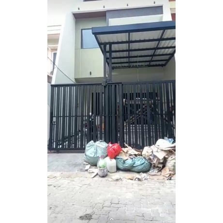 Jual pintu pagar besi minimalis hollow galvanis | Shopee Indonesia