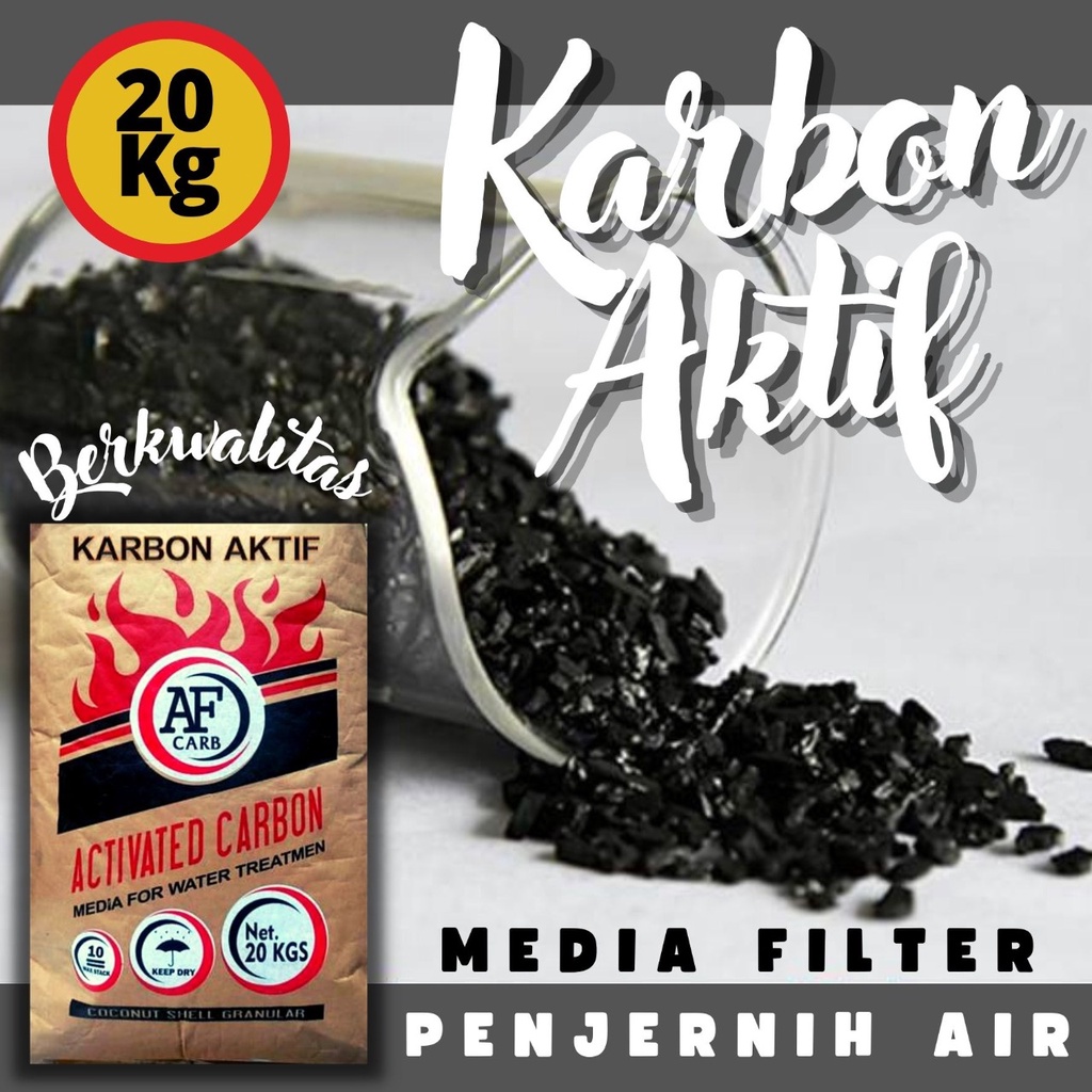 Jual Karbon Aktif 20kg Media Filter Penjernih Penyaring Air Sumur Kolam