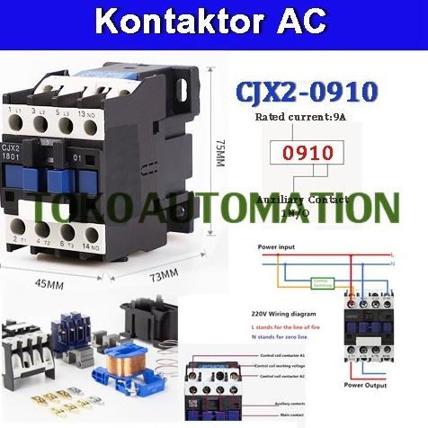 Jual CJX2-0910 CJX2 0910 220V AC 9A 1NO Contactor Motor Starter Relay ...