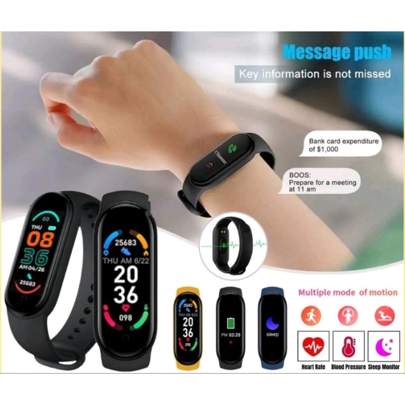 Jual smartwatch jam tangan kesehatan model mi6 gelang smartband ...