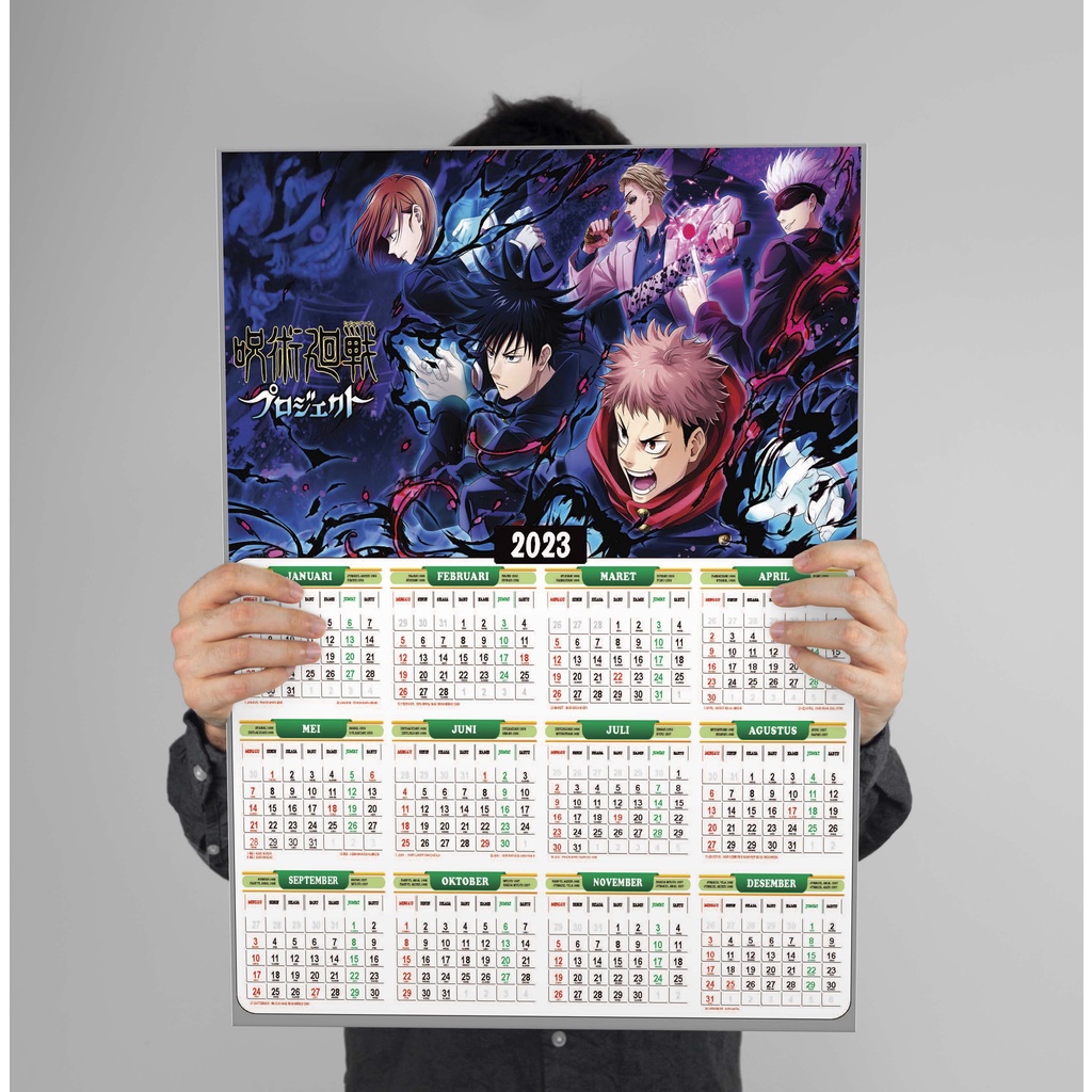 Jual Kalender 2024 Anime Jujutsu Kaisen, Full 12 Bulan Kalender Anime