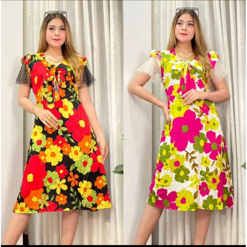 Jual CYNTHIA DRESS BUNGA STYLE KOREA (asli Real Pict) | Shopee Indonesia