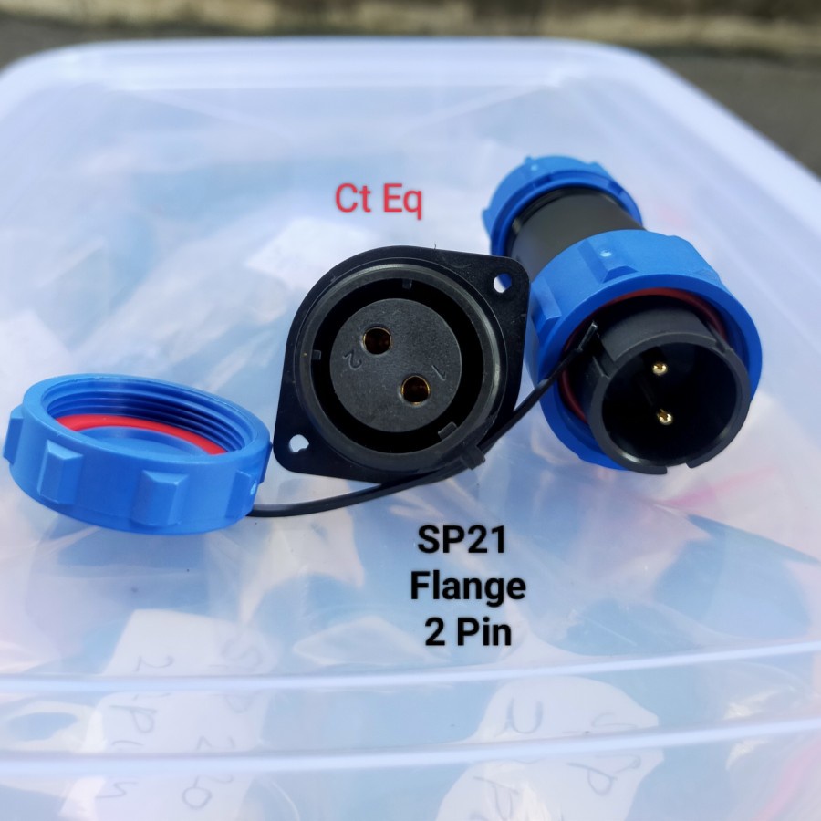 Jual SP21 Flange 2 Pin Plug n Socket IP68 Panel Mount konektor Steker ...