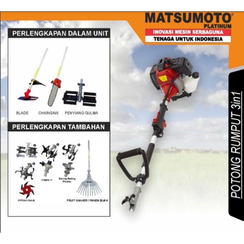 Jual MESIN POTONG RUMPUT 3 FUNGSI MATSUMOTO MBC 300 3IN1 | Shopee Indonesia