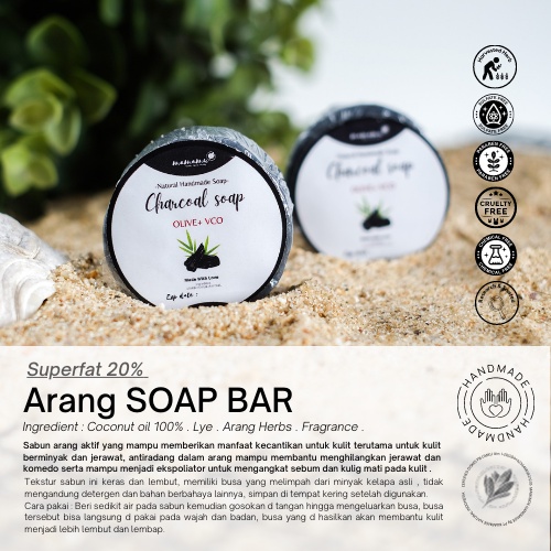 Sabun arang soap bar untuk jerawat wajah, punggung & kulit berminyak sabun organik natural herbal rempah busui bumil semua jenis kulit & umur Aman eco friendly & zero waste by mamimoe mamamu
