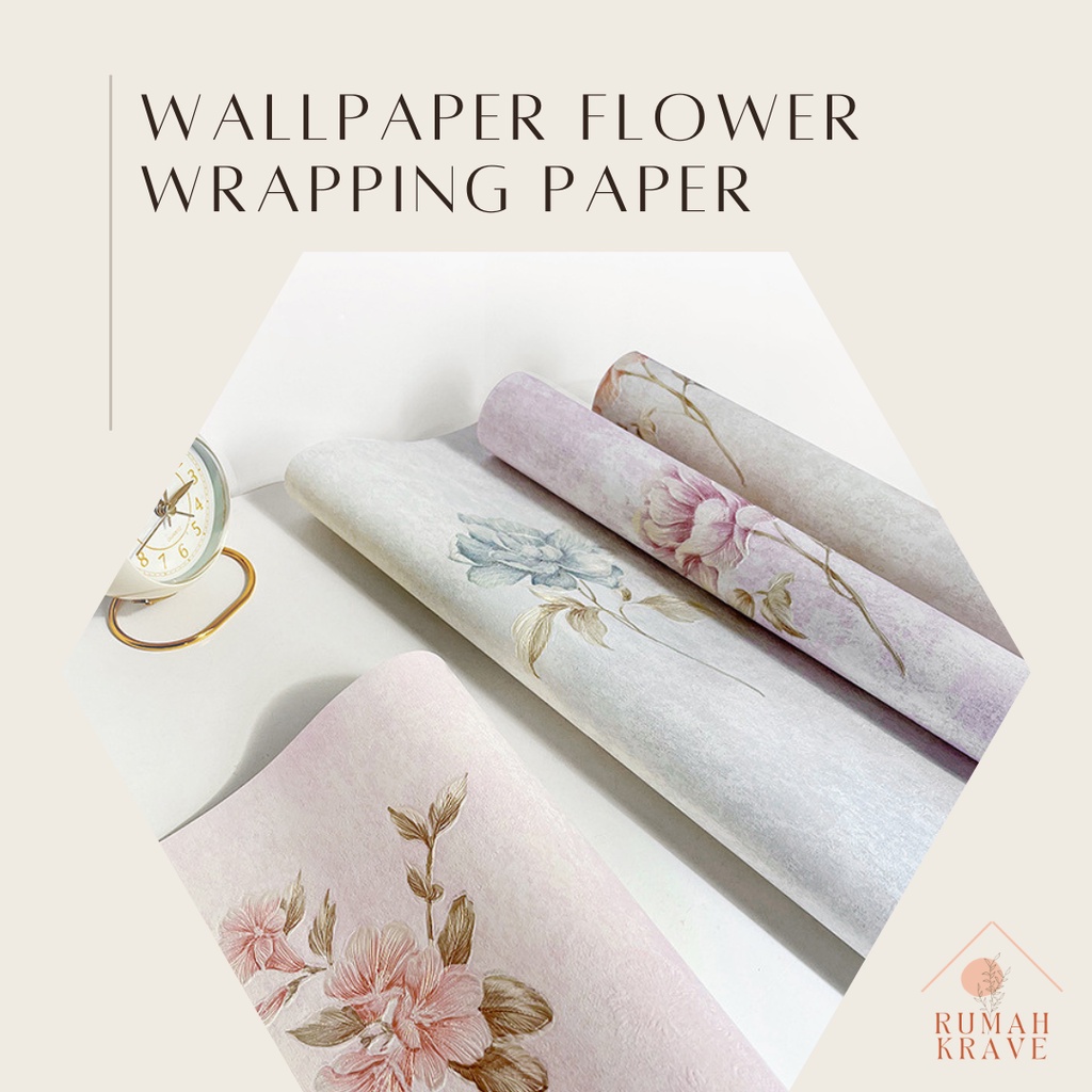 Jual RUMAH KRAVE - Wallpaper Flower Wrapping Paper Kertas Buket Kado ...