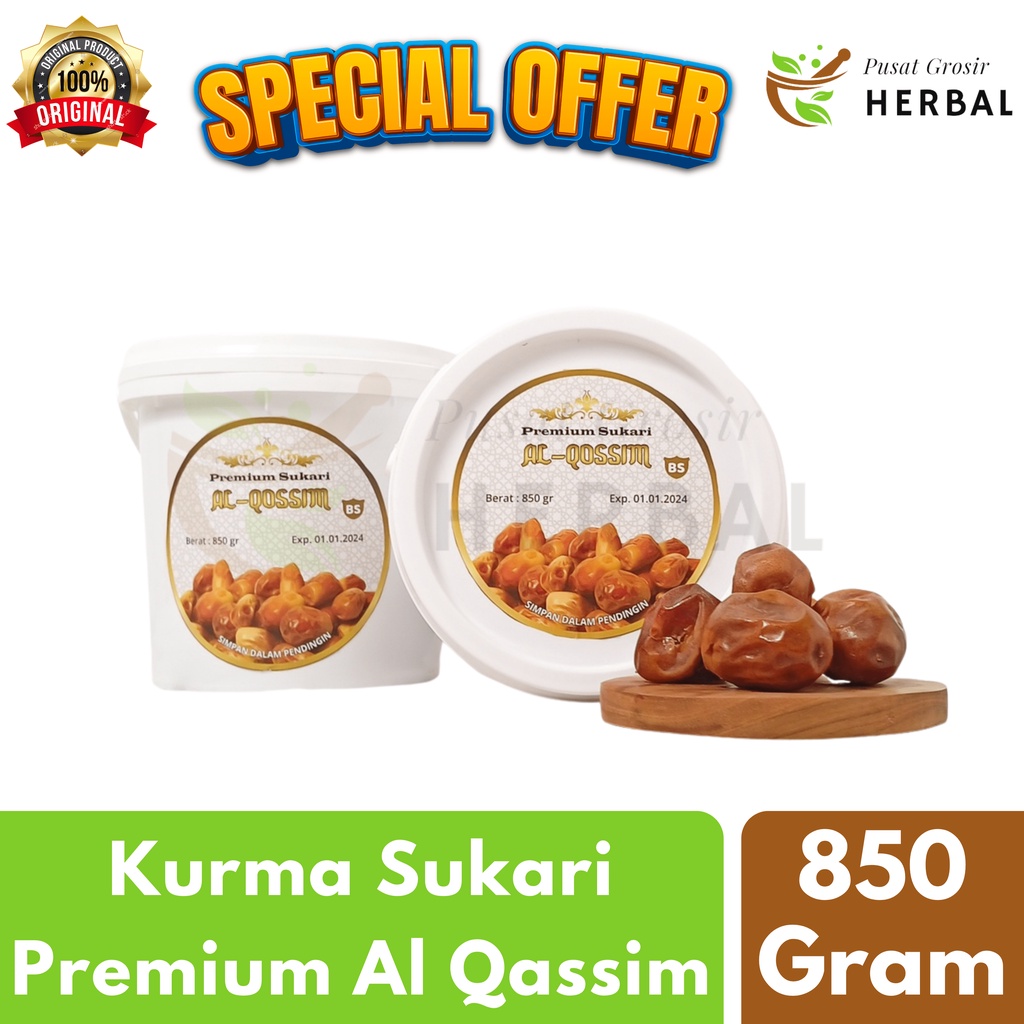 Jual Kurma Sukari Ember Premium Al Qassim 300 And 850 Gram Kemasan Ember Al Qassem Original 1782