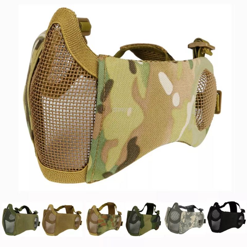 Jual Masker Tactical Mask Mesh Half Face Jaring Besi Double Strap ...
