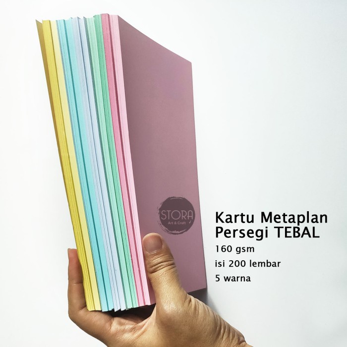 Jual ------] Kartu Metaplan 160 gsm 200 lbr 5 warna Kotak Persegi ...