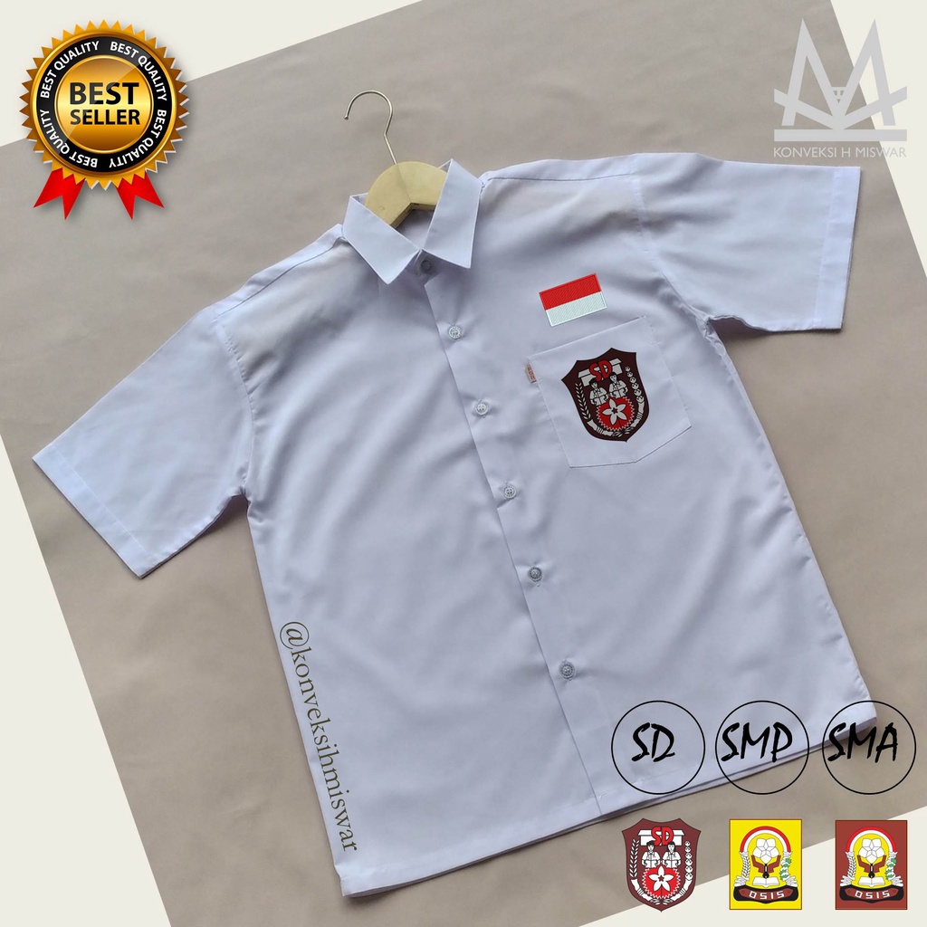 Jual Seragam Sekolah - Baju Kemeja Putih Lengan Pendek - Polos / Dengan ...