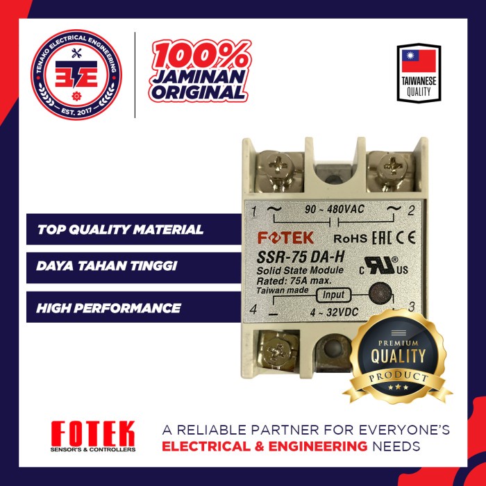Jual Fotek SSR-75DA-H / SSR 75DAH Solid State Relay Fotek 75 Amper ...