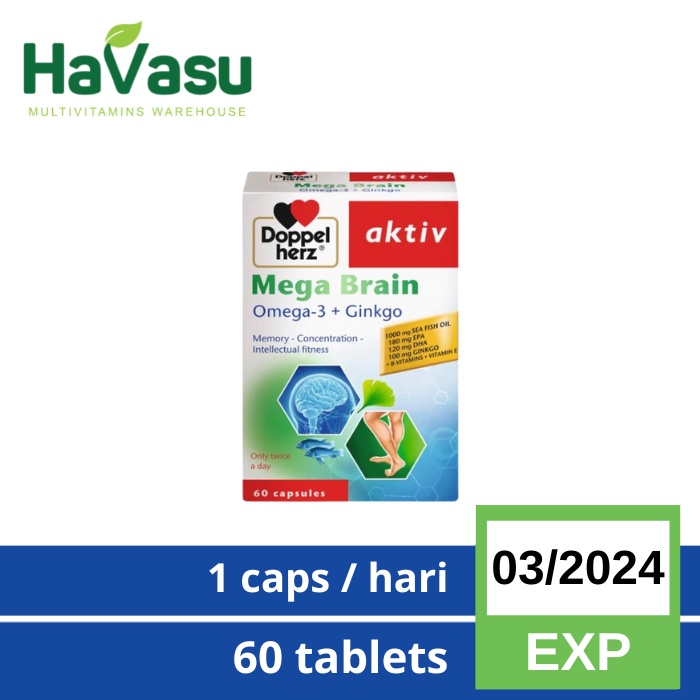 Jual Doppelherz Aktiv Mega Brain Omega 3 + Ginkgo Biloba Brain Memory
