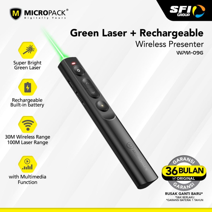 Jual Pointer Wireless Micropack Presenter Green Laser - WPM-09 - simtop ...