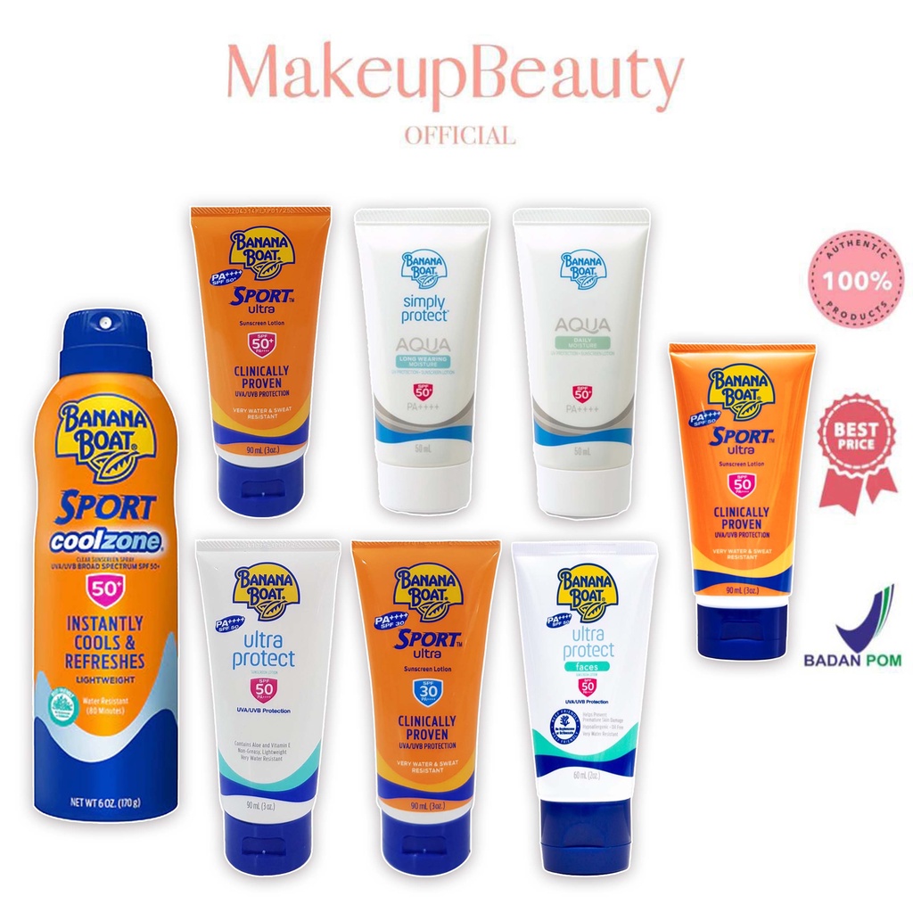 Jual BANANA BOAT Sunscreen / Sunblock SPF 50 PA++++ Simply Protect Aqua 50ml Ultra Protect