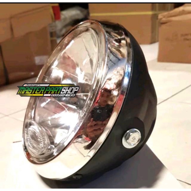 Jual Lampu Depan Bulat Reflektor Head Lamp Headlamp Vixion Scorpio Rx King Rxking Lokal Shopee