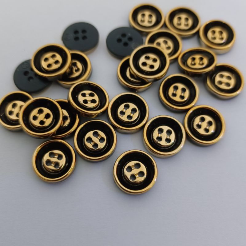 Jual kancing kemeja Hem motif black gold/silver black kancing menset ...