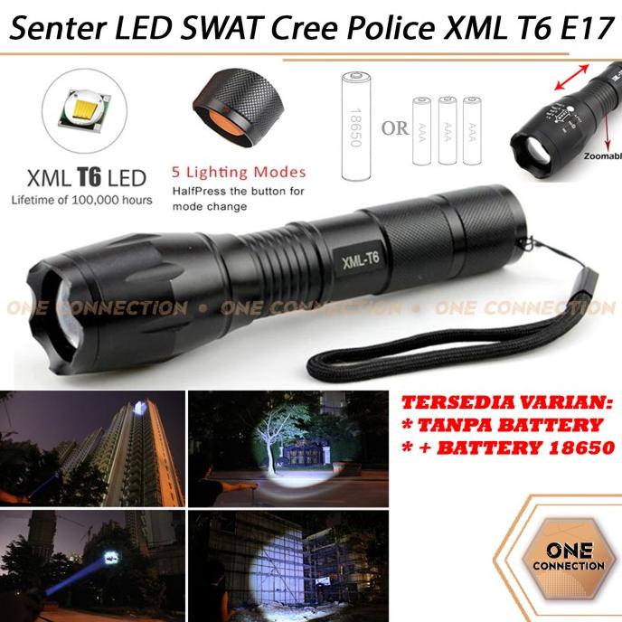 Jual Senter LED SWAT Cree Police XML T6 E17 Rechargeable Zoom Super ...
