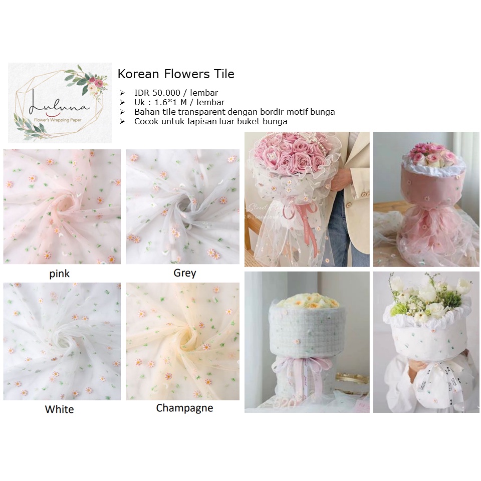 Jual Korean Flowers Tile / kertas bunga / tile pembungkus bunga / tile ...