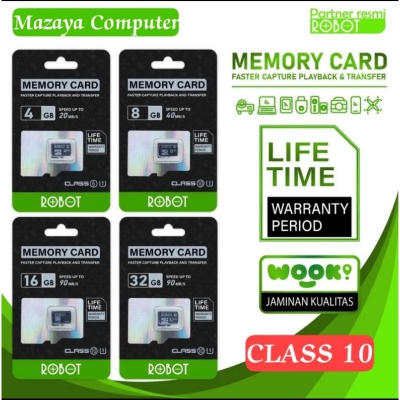 Jual Memory Card ROBOT Class 10 Micro SD Original 32GB 16GB 8GB 4GB
