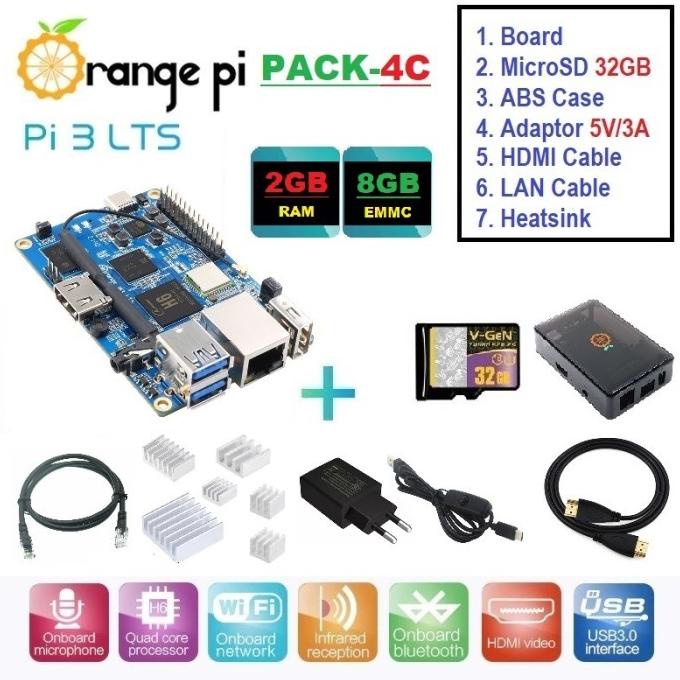 Jual PACK-4C : Orange Pi 3 LTS (2GB RAM with 8GB EMMC) - Complete SET ...