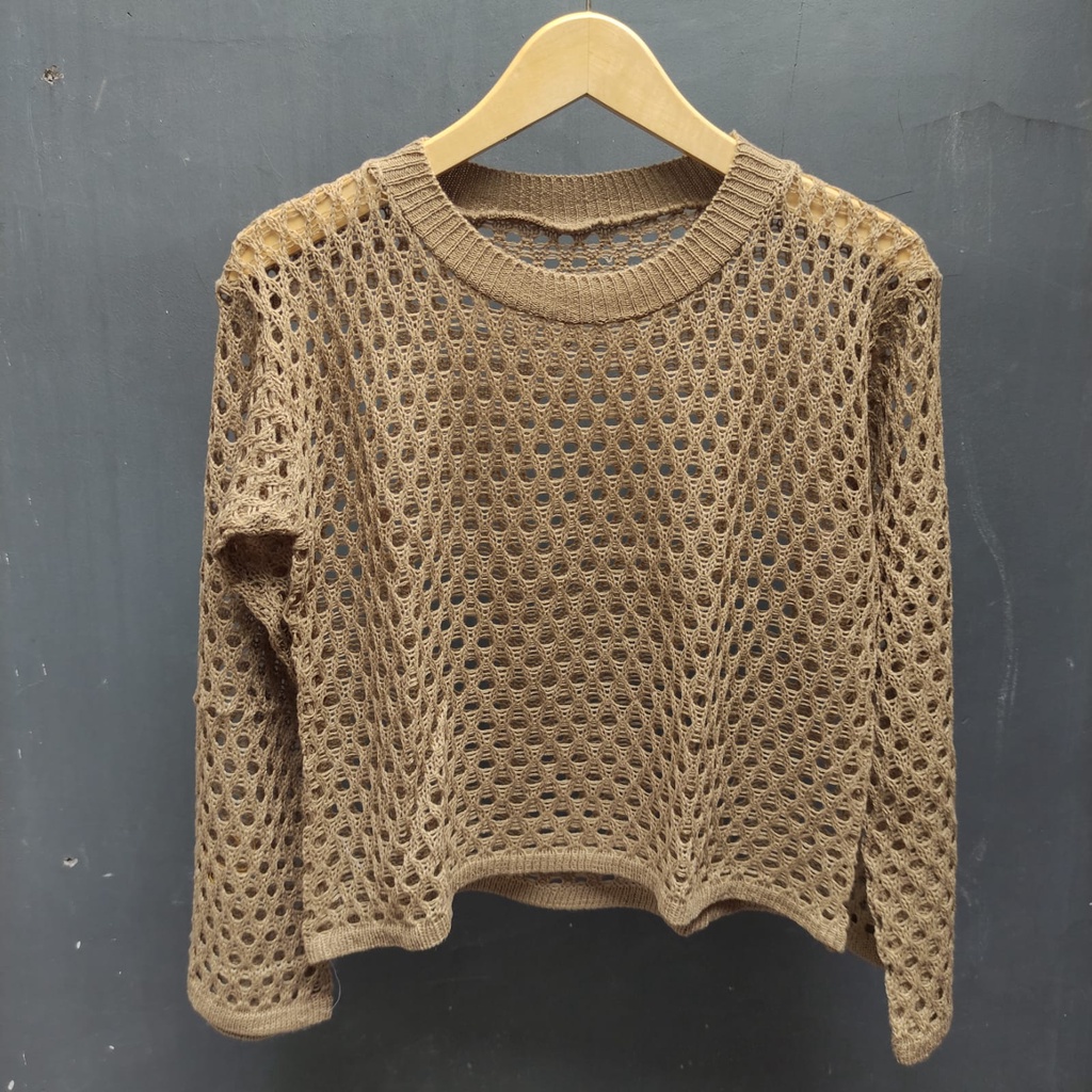 Jual Crop Top Rajut Jaring/outer rajut jaring | Shopee Indonesia