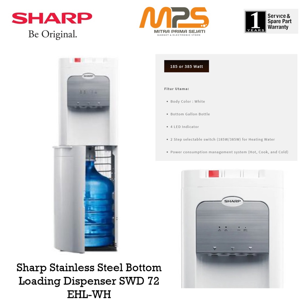 Jual Dispenser Bottom Loading (Galon Bawah) Sharp SWD 72 EHL - BL/WH ...