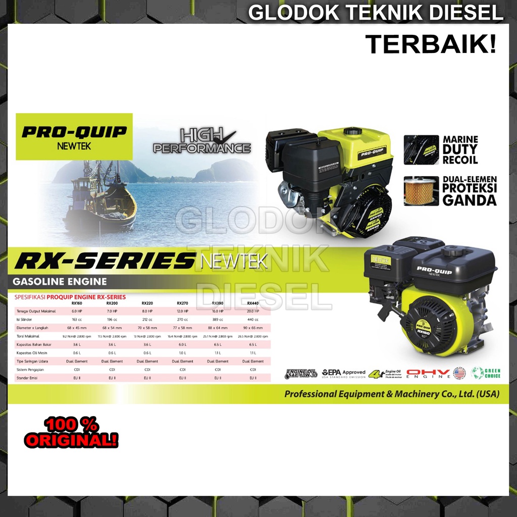 Jual Proquip Mesin Penggerak Bensin 7 HP RX 200 Gasoline Engine RX200 ...