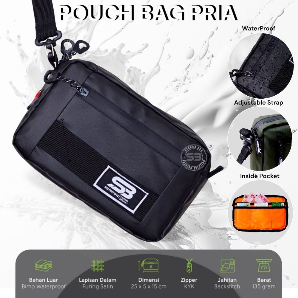Clutch Bag Hand Bag Original By SecondBag Unisex Tas Tangan Pria Wanita  Bahan Bimo Premium Anti Air Sling Bag Pouch