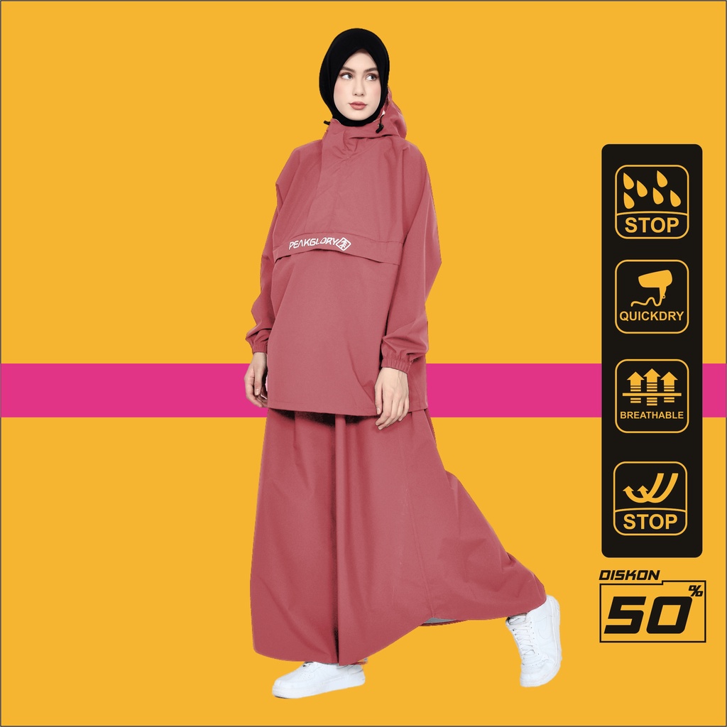 Jual Jas hujan wanita Rok Mantel hujan setelan baju dan rok dewasa