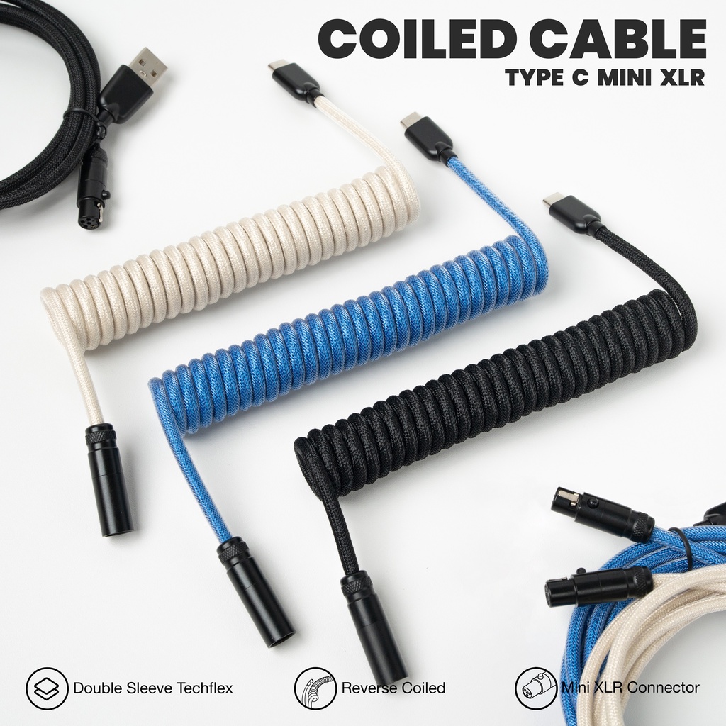 Jual Coiled Cable Type C Mini XLR Kabel Mechanical Keyboard by MYNK