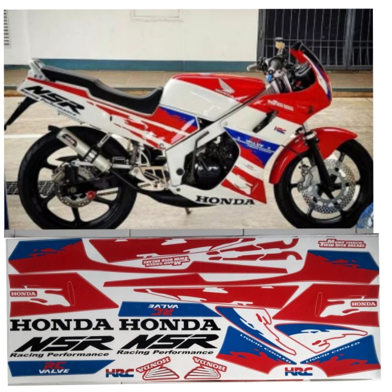 Jual Stiker striping honda NSR HRC 150 merah putih laminasi glosy ...