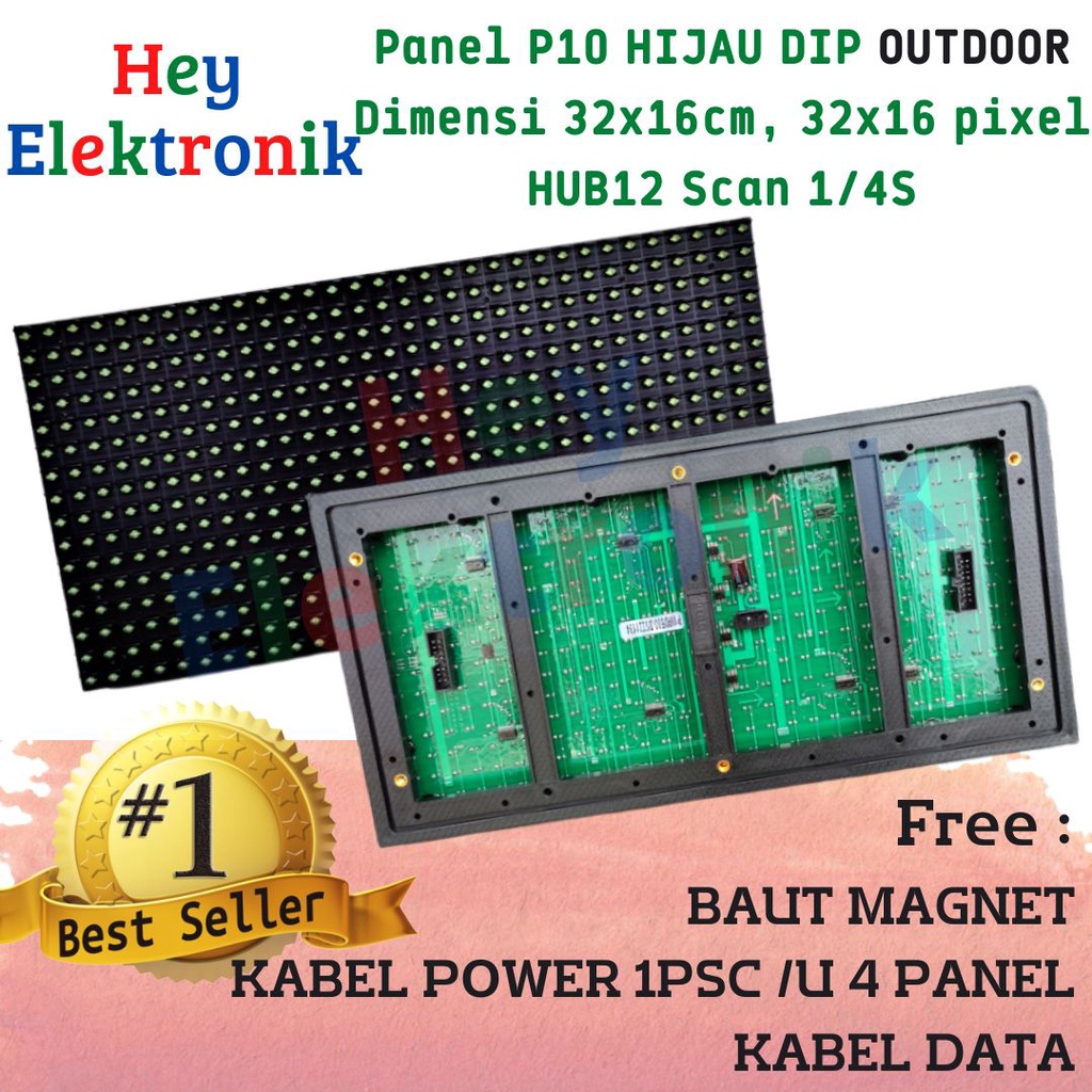 Jual Panel Module Modul Led P Running Text Dip Hijau Green Outdoor