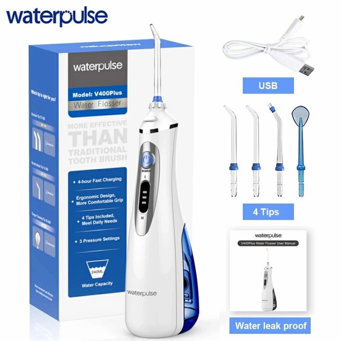 Jual rechargeable power floss dental water jetsemprotan gigi elektrik